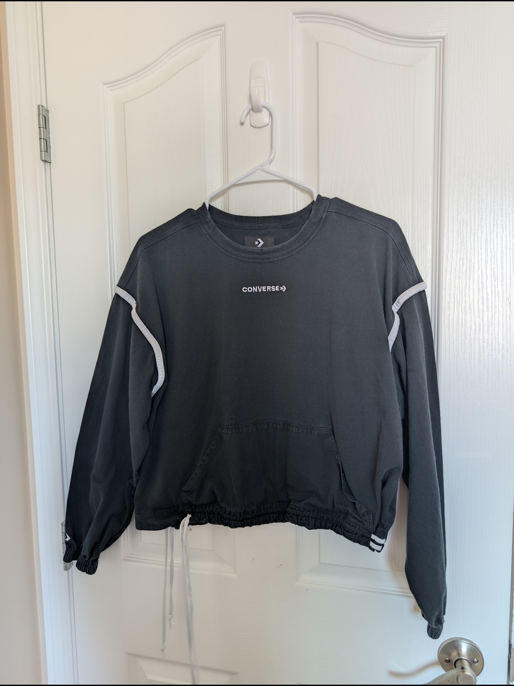 Converse Black Crop Sweatshirt with White Trim